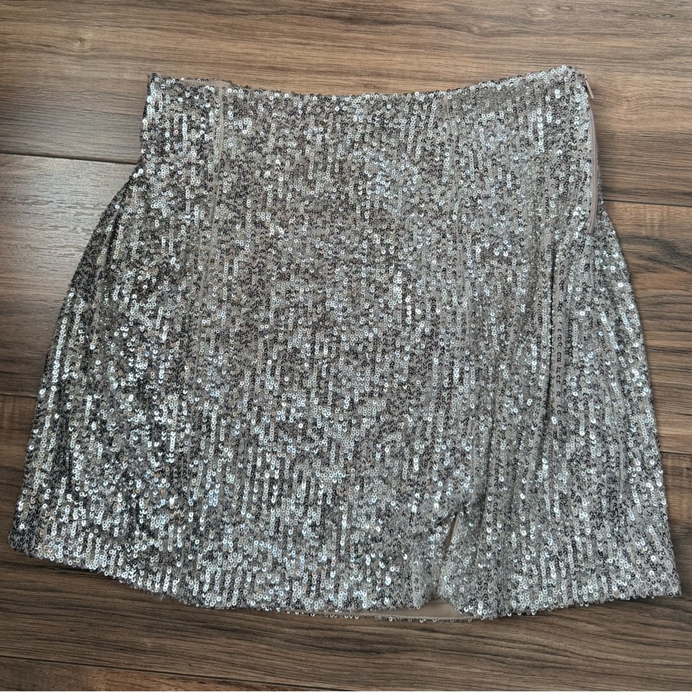 Silver Sequin Mini Skirt - Sparkling Party Skirt